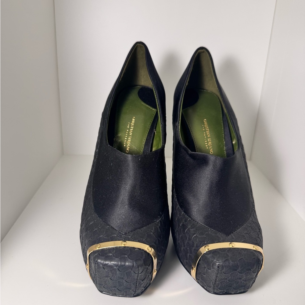 Christian Siriano Black Heels with Gold Accents
